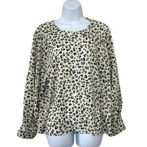 NINE WEST Leopard Balloon Sleeve Blouse
